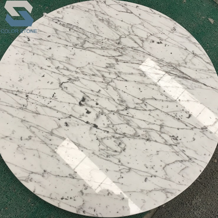 Italy white marble table tops- round  