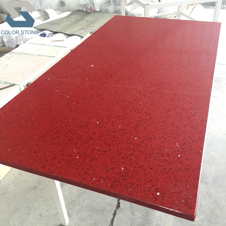 Crystal Red Quartz Prefab Countertop